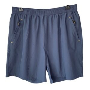 MIER Mens XXL Navy Blue Athletic Performance Shorts Zipper Pockets Hiking Gym